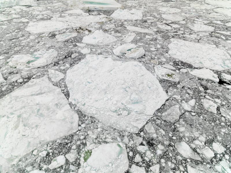 Aeriel view of the huge icebergs on arctic ocean in Greenland. Aeriel view of the huge icebergs on arctic ocean in Greenland