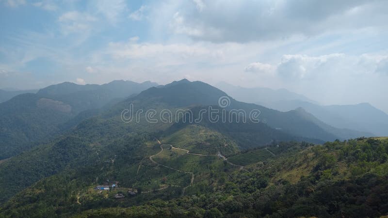 Вид ландшафта Кералы ponmudi thiruvananthapuram станции холма стоковая фотография