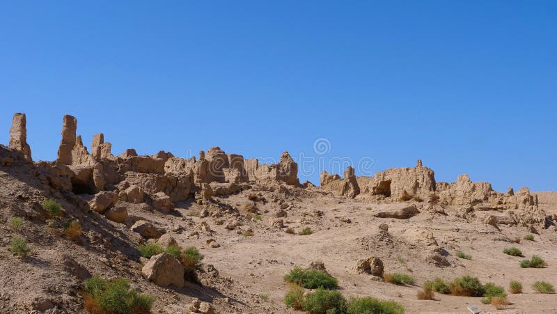 Landscape view of the Ruins of Jiaohe Lying in Xinjiang Province China. Landscape view of the Ruins of Jiaohe Lying in Xinjiang Province China.