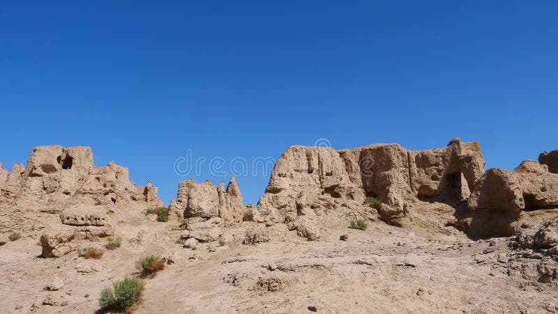 Landscape view of the Ruins of Jiaohe Lying in Xinjiang Province China. Landscape view of the Ruins of Jiaohe Lying in Xinjiang Province China.