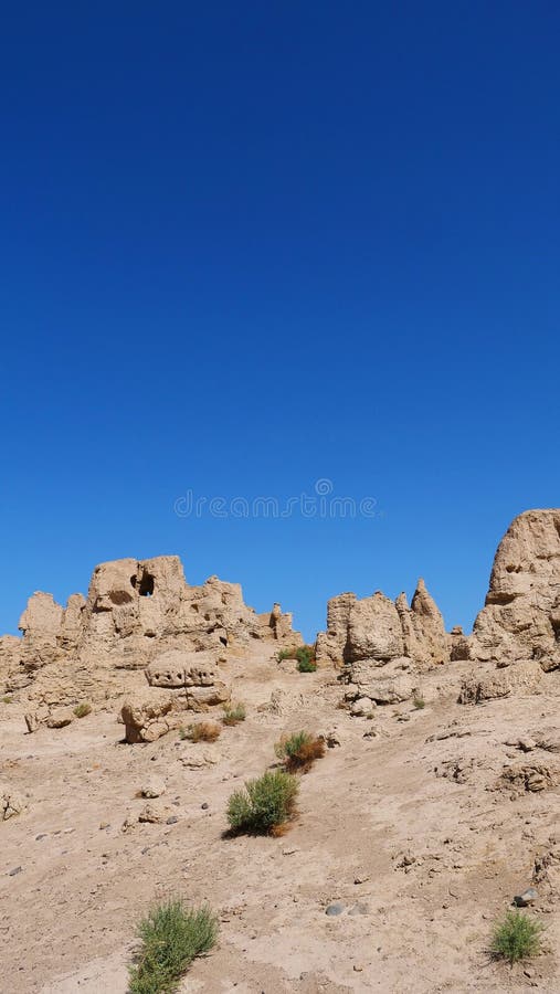 Landscape view of the Ruins of Jiaohe Lying in Xinjiang Province China. Landscape view of the Ruins of Jiaohe Lying in Xinjiang Province China.