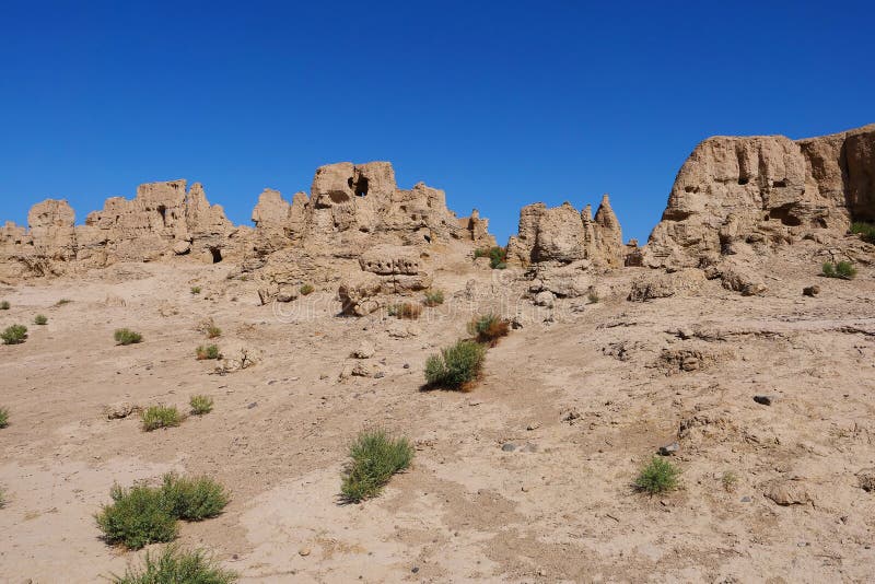 Landscape view of the Ruins of Jiaohe Lying in Xinjiang Province China. Landscape view of the Ruins of Jiaohe Lying in Xinjiang Province China.