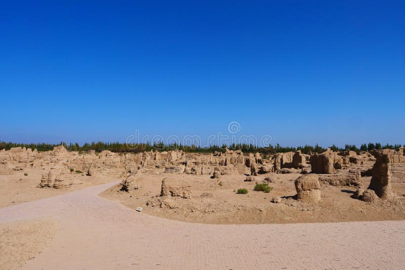 Landscape view of the Ruins of Jiaohe Lying in Xinjiang Province China. Landscape view of the Ruins of Jiaohe Lying in Xinjiang Province China.