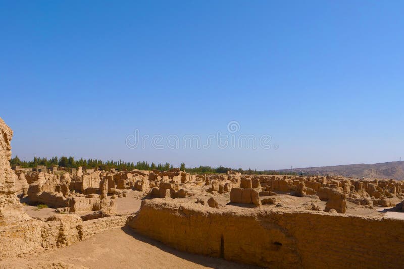 Landscape view of the Ruins of Jiaohe Lying in Xinjiang Province China. Landscape view of the Ruins of Jiaohe Lying in Xinjiang Province China.