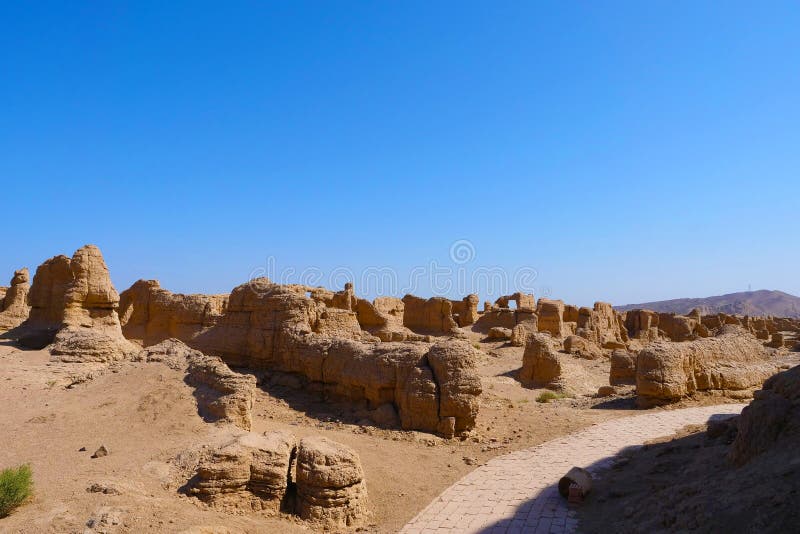 Landscape view of the Ruins of Jiaohe Lying in Xinjiang Province China. Landscape view of the Ruins of Jiaohe Lying in Xinjiang Province China.