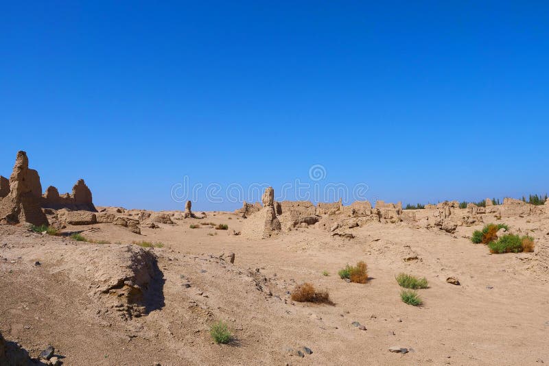 Landscape view of the Ruins of Jiaohe Lying in Xinjiang Province China. Landscape view of the Ruins of Jiaohe Lying in Xinjiang Province China.