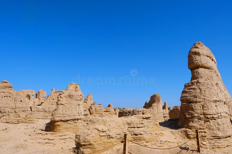 Landscape view of the Ruins of Jiaohe Lying in Xinjiang Province China. Landscape view of the Ruins of Jiaohe Lying in Xinjiang Province China.