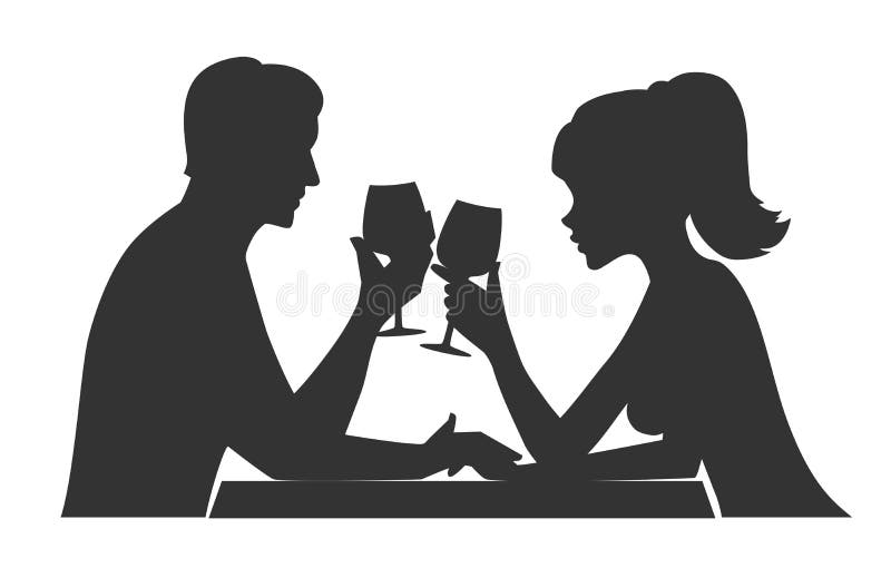 Мужчина и женщина пьют вино иллюстрация штока