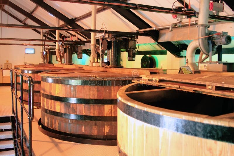 The mashing vessels of a whisky distillery. The mashing vessels of a whisky distillery