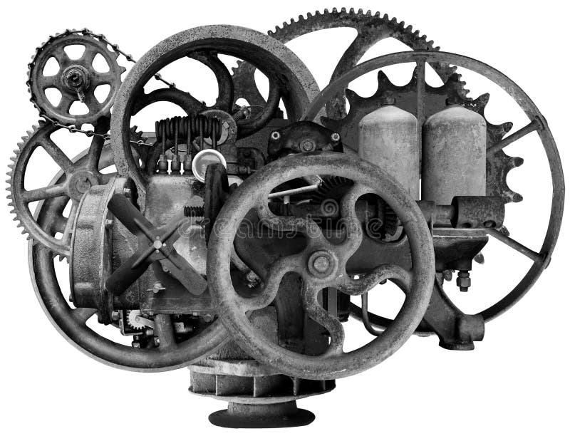 Винтажная изолированная машина Steampunk промышленная стоковое фото