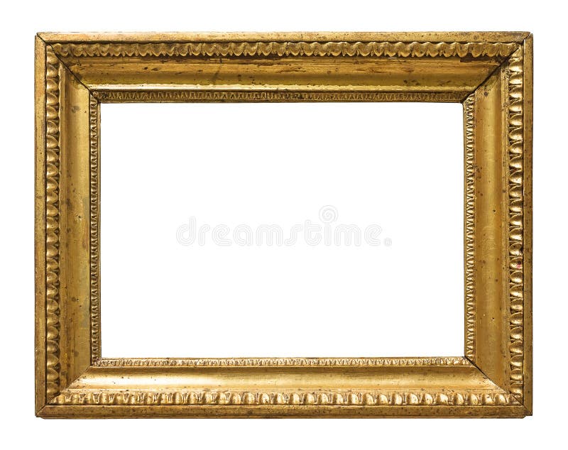 Vintage gold color picture frame isolated on white background. Vintage gold color picture frame isolated on white background