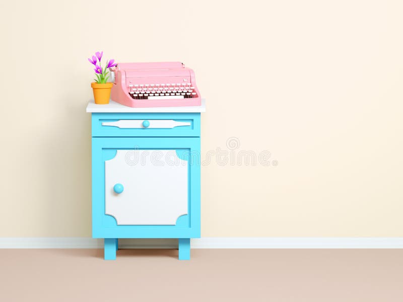 Винтажная машинка на nightstand иллюстрация вектора