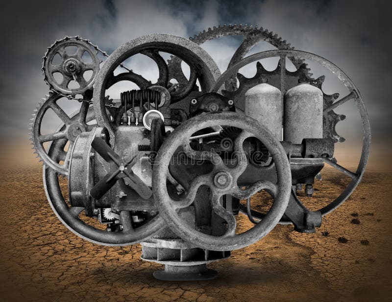 Винтажная предпосылка машины Steampunk промышленная стоковая фотография rf