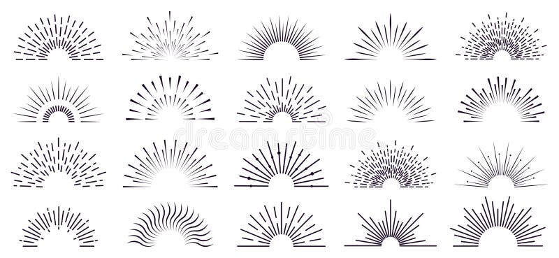 Винтажный sunburst. Солнце label ретро сияющей sunburst руки starburst вычерченное излучает лучи, излучающие фейерверк. Прорвать бесплатная иллюстрация