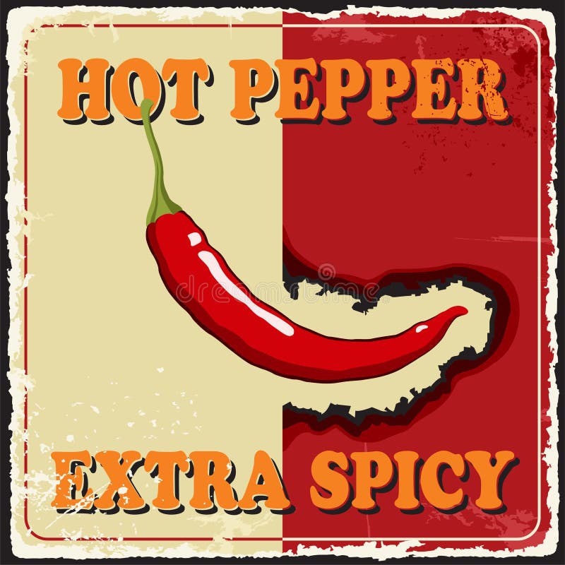 Винтажный дополнительный пряный перец chili плаката вектор бесплатная иллюстрация