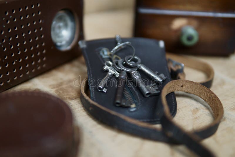 Винтажный старый ключевой мешок стоковое фото rf Винтажный старый ключевой мешок стоковое фото rf