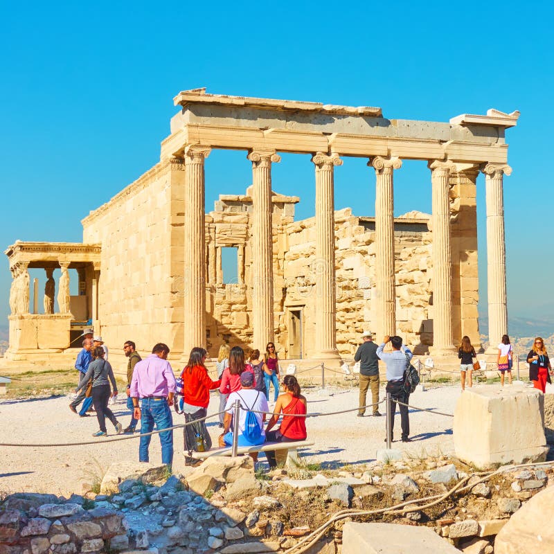 Висок Erechtheion на холме акрополя в Афина стоковая фотография rf Висок Erechtheion на холме акрополя в Афина стоковая фотография rf
