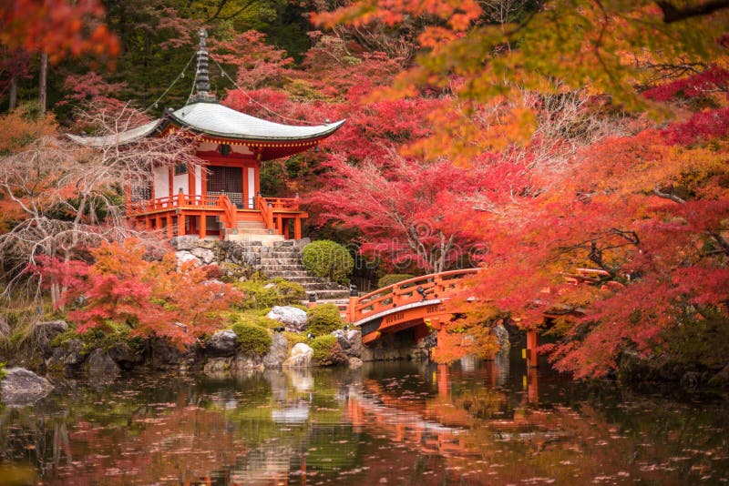 Висок в деревьях клена, сезон Daigoji momiji, Киото, Япония стоковое изображение Висок в деревьях клена, сезон Daigoji momiji, Киото, Япония стоковое изображение