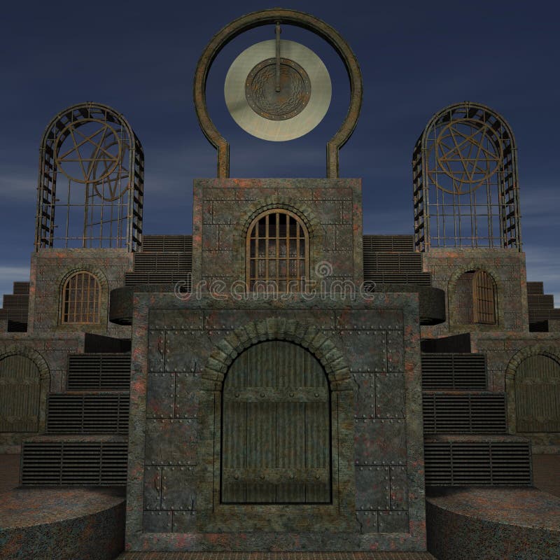 Fantasy temple at dawn. 3D rendering of a fantasy theme for background usage. Fantasy temple at dawn. 3D rendering of a fantasy theme for background usage.