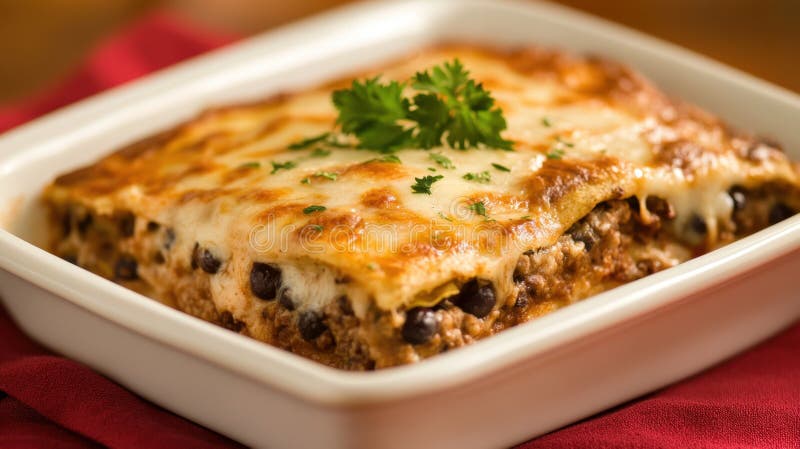 вкусная домашняя говядина и лазанья из черной фасоли для любителей комфортной еды бесплатная иллюстрация