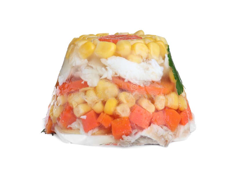 вкусная домашняя рыба aspic изолирована на белый стоковая фотография rf