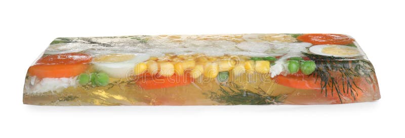 Вкусные блюда из рыбы желе в изоляции на белом стоковые изображения rf