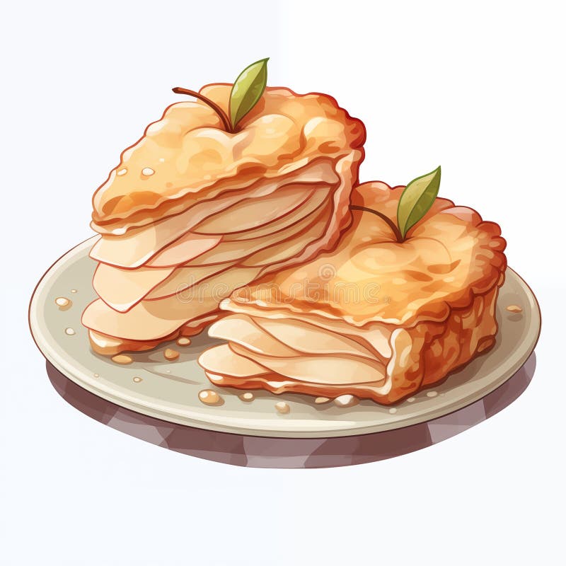 вкусный мультфильм кондитерские ломтики с яблочной начинкой на тарелке готовые насладиться в кафе иллюстрация вектора