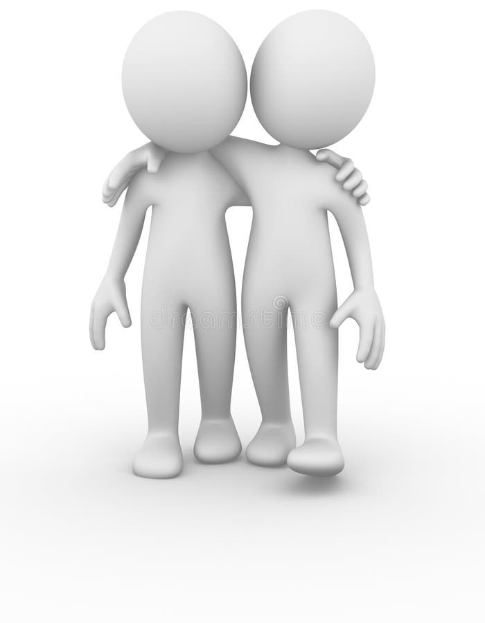 Computer generated image of two person walking together. Computer generated image of two person walking together