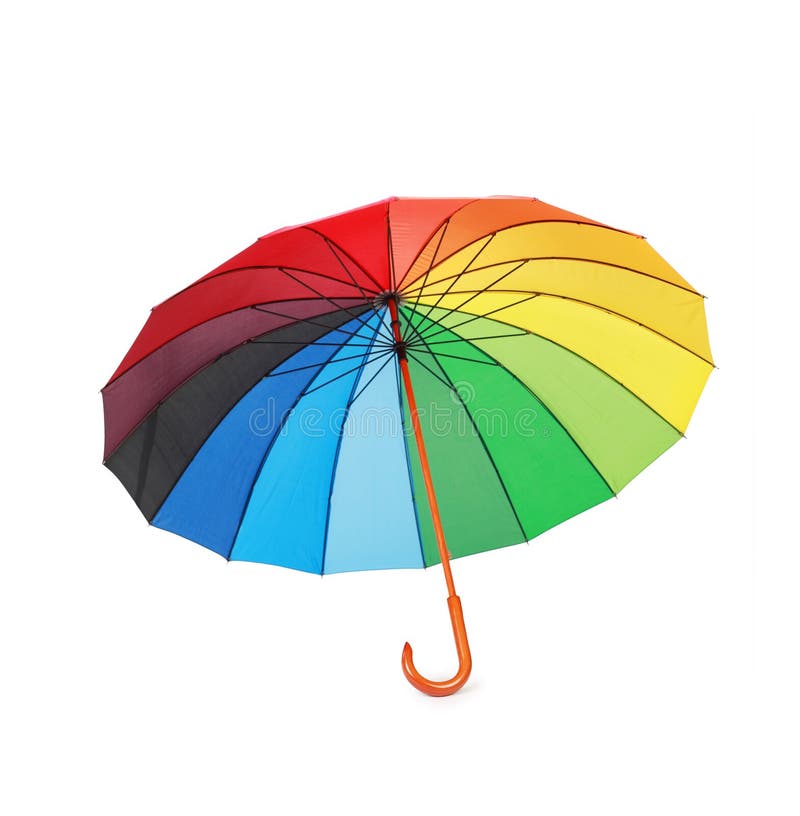 вниз ручка изолировала зонтик раскрытый multicoloredd