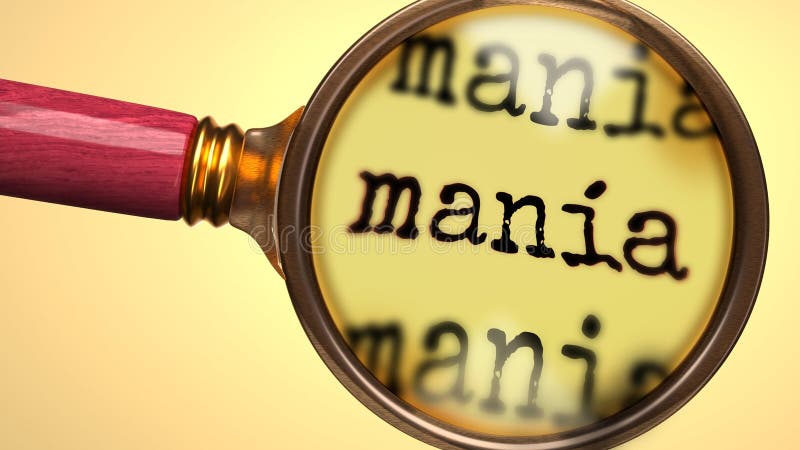 Внимательно изучите и манию, показал, как для того, чтобы увеличить стекло и манию слова, чтобы символизировать процесс анализа бесплатная иллюстрация