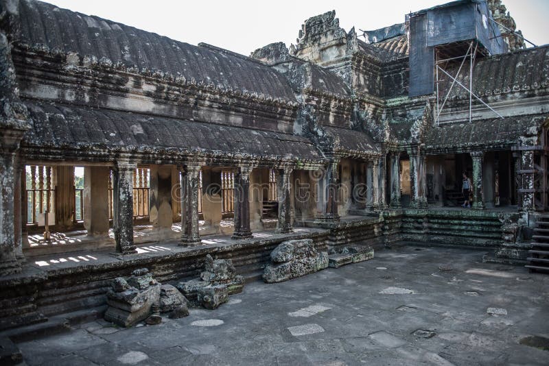 Внутри виска Angkor Wat буддийского стоковые фото Внутри виска Angkor Wat буддийского стоковые фото