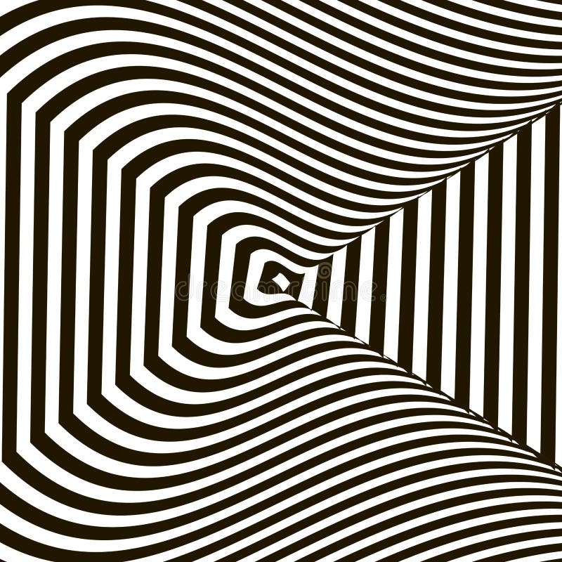 Wavy crossed stripes optical illusion black and white pattern 3D. Abstract fashion texture. Geometric monochrome template. Graphic style for wallpaper, wrapping, fabric, background, apparel, prints, website etc. Vector. Wavy crossed stripes optical illusion black and white pattern 3D. Abstract fashion texture. Geometric monochrome template. Graphic style for wallpaper, wrapping, fabric, background, apparel, prints, website etc. Vector