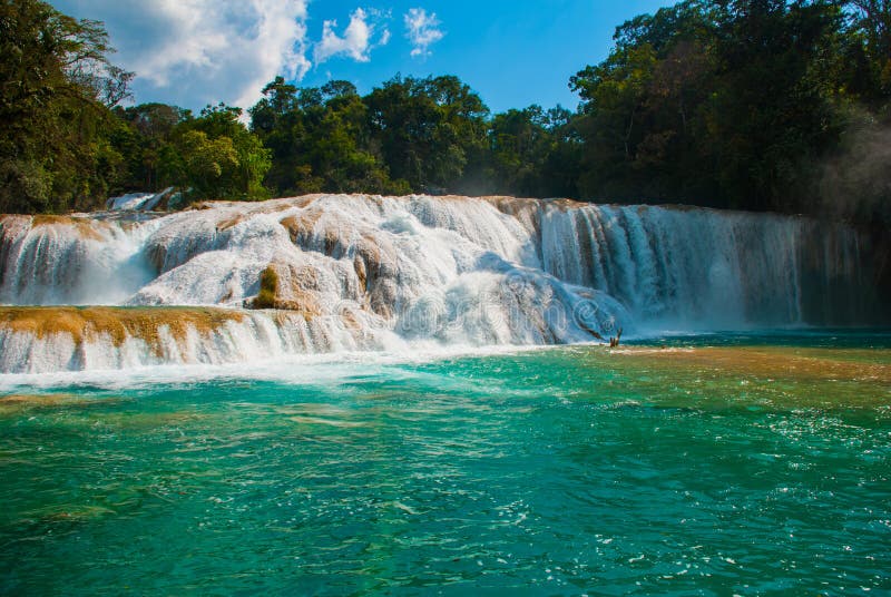 Водопады Cascadas de Agua Azul Agua Azul yucatan Мексика стоковое изображение Водопады Cascadas de Agua Azul Agua Azul yucatan Мексика стоковое изображение