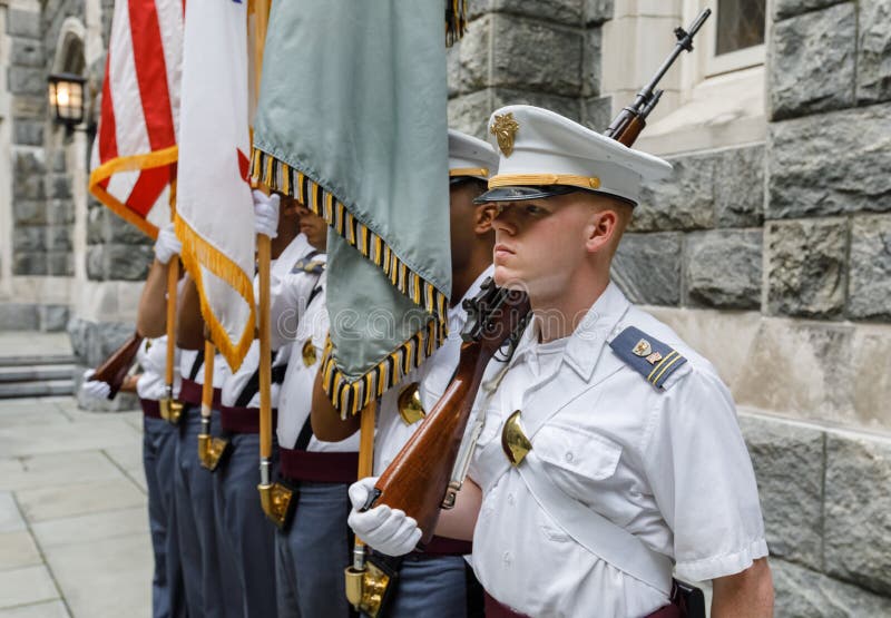 NEW YORK, USA - Sep 18, 2017: Honor guard of the United States Military Academy USMA, also known as West Point, Army, The Academy is a four-year coeducational federal service academy. NEW YORK, USA - Sep 18, 2017: Honor guard of the United States Military Academy USMA, also known as West Point, Army, The Academy is a four-year coeducational federal service academy