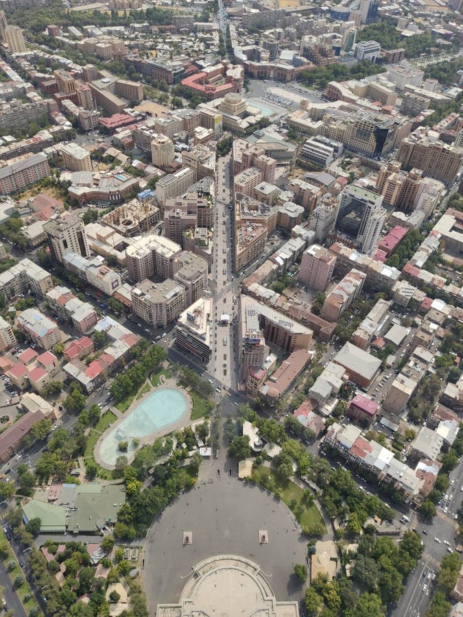 Воздушный выстрел центра Еревана, Армения стоковые фото