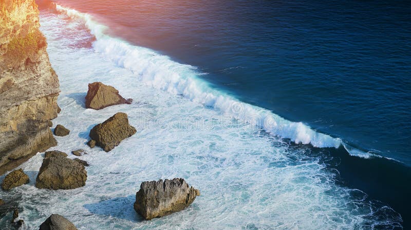 Wave Hits Big Stone Uluwatu Cliff, Bali Indonesia. Wave Hits Big Stone Uluwatu Cliff, Bali Indonesia.