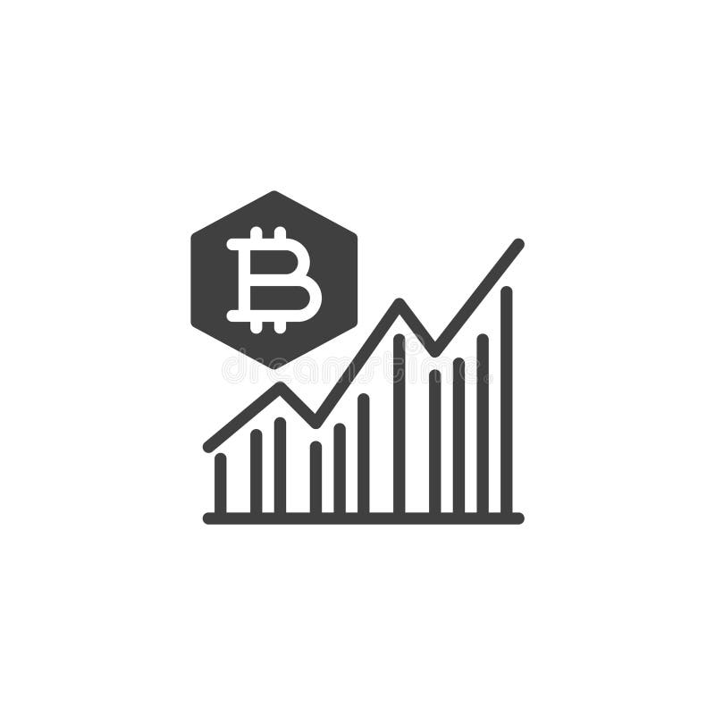 Восхождение графика с помощью значка вектора биткоина иллюстрация вектора