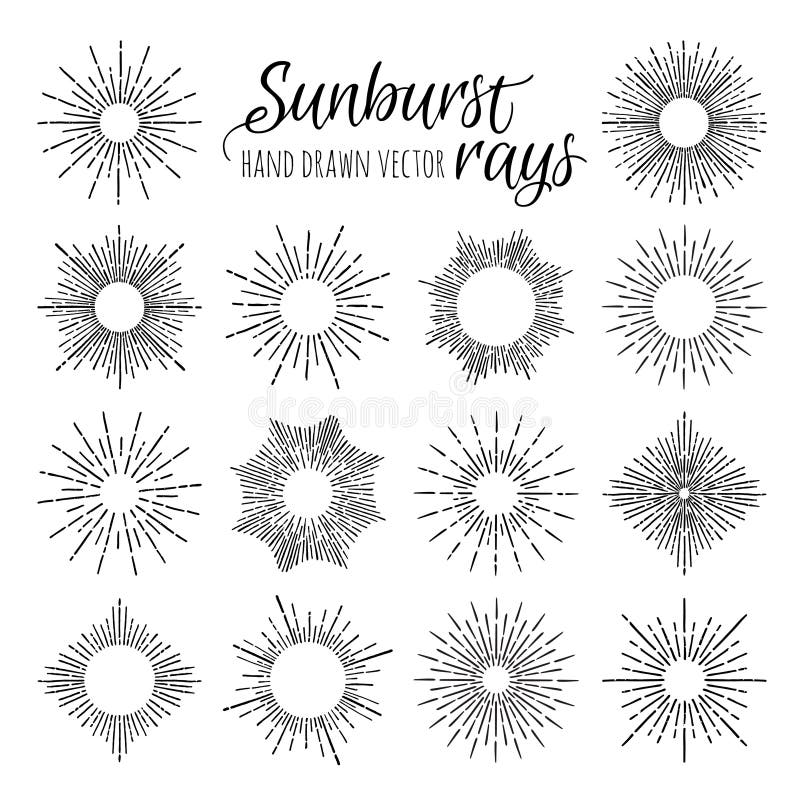 Вручите вычерченному вектору винтажные элементы - лучи sunburst (разрывать) бесплатная иллюстрация