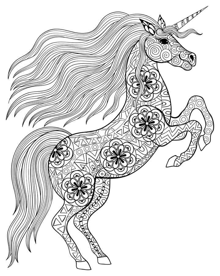 Hand drawn magic Unicorn for adult anti stress Coloring Page with high details isolated on white background, illustration in zentangle style. Vector monochrome sketch. Animal collection. Hand drawn magic Unicorn for adult anti stress Coloring Page with high details isolated on white background, illustration in zentangle style. Vector monochrome sketch. Animal collection.