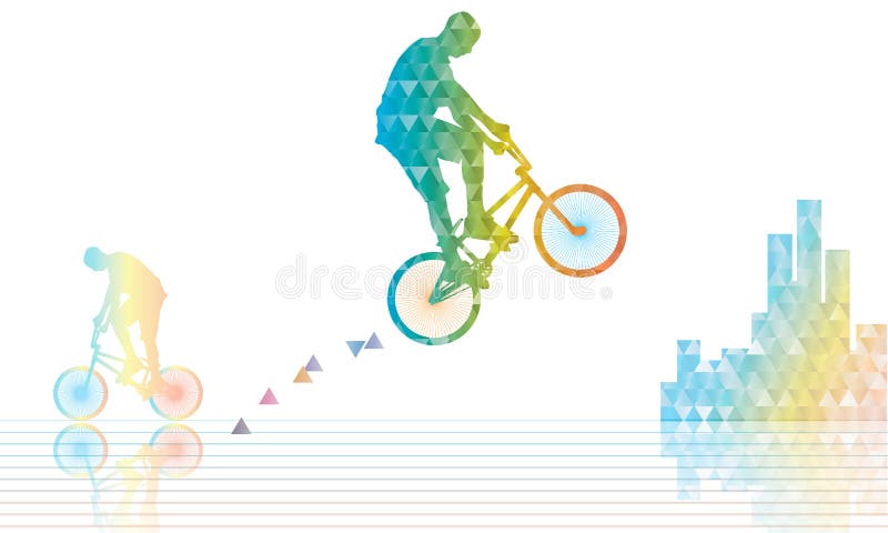Всадник Bmx скачет poligonal иллюстрация вектора Всадник Bmx скачет poligonal иллюстрация вектора
