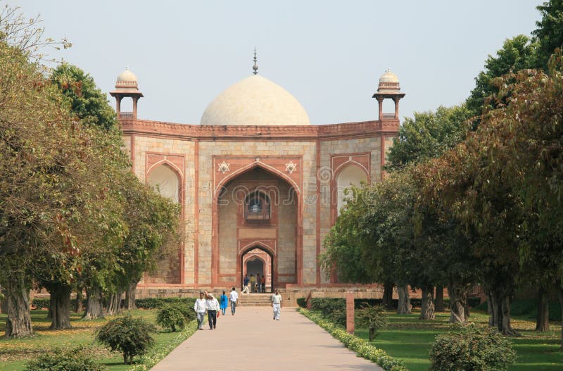 Humayun`s tomb Hindustani: Maqbara-i Humayun is the tomb of the Mughal Emperor Humayun in Delhi, India. The tomb was commissioned by Humayun`s first wife and chief consort, Empress Bega Begum also known as Haji Begum,[1][2][3][4][5][6][7] in 1558, and designed by Mirak Mirza Ghiyas and his son, Sayyid Muhammad,[8] Persian architects chosen by her.[9][10] It was the first garden-tomb on the Indian subcontinent,[11] and is located in Nizamuddin East, Delhi, India, close to the Dina-panah Citadel, also known as Purana Qila Old Fort, that Humayun found in 1533. It was also the first structure to use red sandstone at such a scale.[12][13] The tomb was declared a UNESCO World Heritage Site in 1993,[11] and since then has undergone extensive restoration work, which is complete. Humayun`s tomb Hindustani: Maqbara-i Humayun is the tomb of the Mughal Emperor Humayun in Delhi, India. The tomb was commissioned by Humayun`s first wife and chief consort, Empress Bega Begum also known as Haji Begum,[1][2][3][4][5][6][7] in 1558, and designed by Mirak Mirza Ghiyas and his son, Sayyid Muhammad,[8] Persian architects chosen by her.[9][10] It was the first garden-tomb on the Indian subcontinent,[11] and is located in Nizamuddin East, Delhi, India, close to the Dina-panah Citadel, also known as Purana Qila Old Fort, that Humayun found in 1533. It was also the first structure to use red sandstone at such a scale.[12][13] The tomb was declared a UNESCO World Heritage Site in 1993,[11] and since then has undergone extensive restoration work, which is complete