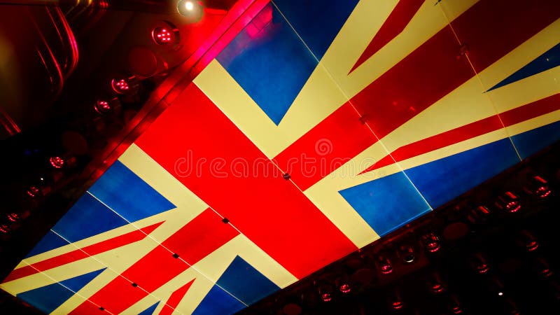 Las Vegas,NV/USA: Entrance to The Beatles Cirque du Soleil Theater Love Show at The Mirage.Union jack on the entrance ceiling. Las Vegas,NV/USA: Entrance to The Beatles Cirque du Soleil Theater Love Show at The Mirage.Union jack on the entrance ceiling.