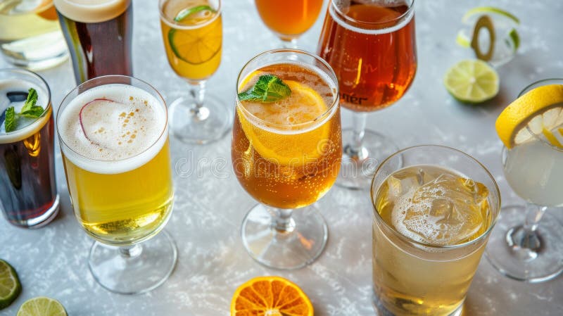 A selection of nonalcoholic beer and wine for those wanting a more traditional mocktail option. AI generated. A selection of nonalcoholic beer and wine for those wanting a more traditional mocktail option. AI generated