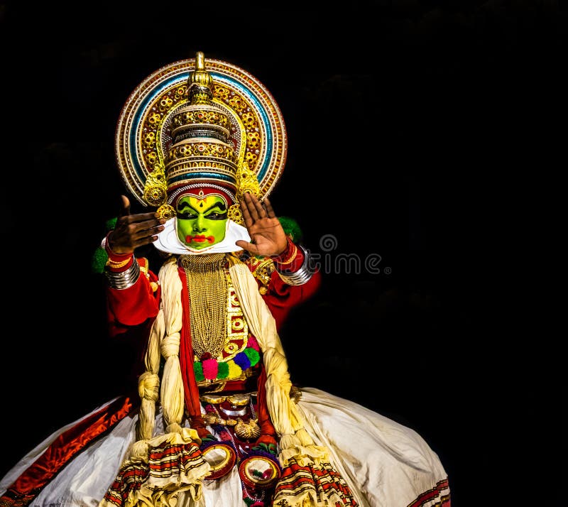 Выражение людей танца Kathakali Кералы классическое стоковое изображение Выражение людей танца Kathakali Кералы классическое стоковое изображение