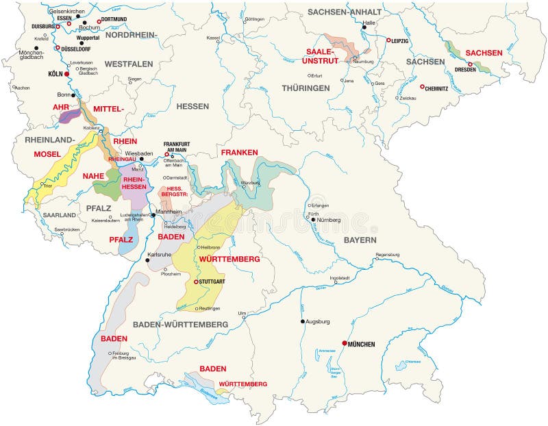 The wine-growing areas in germany. The wine-growing areas in germany