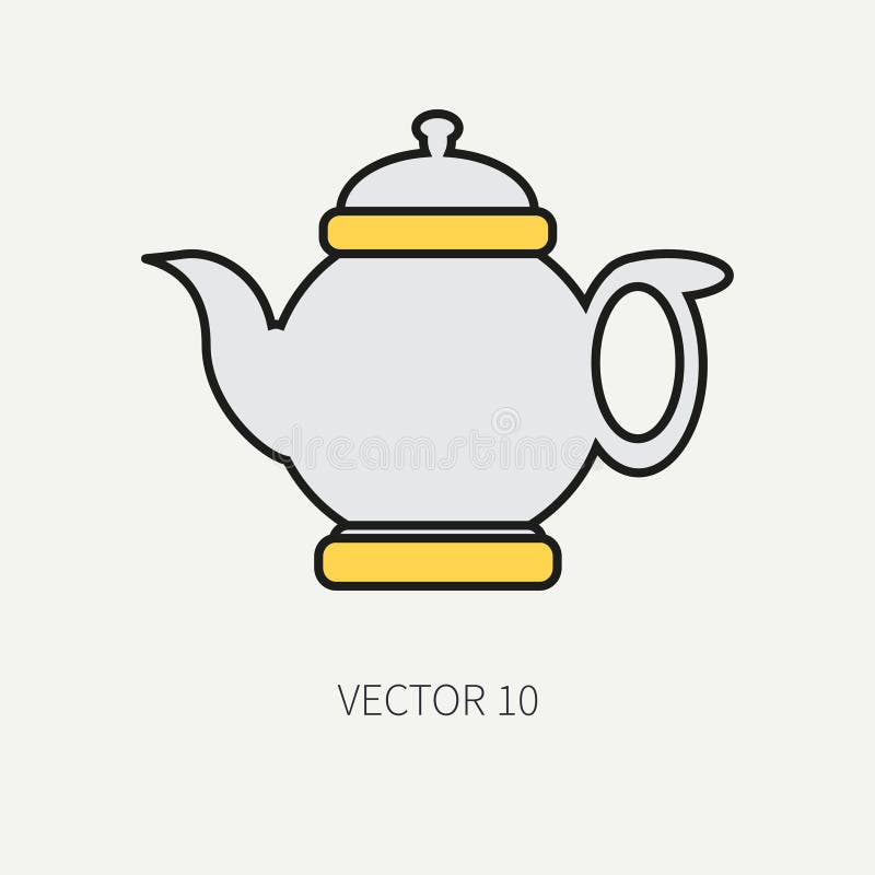 Выровняйте плоские значки kitchenware вектора цвета - чайник Инструменты столового прибора Тип шаржа Иллюстрация и элемент для ва иллюстрация штока Выровняйте плоские значки kitchenware вектора цвета - чайник Инструменты столового прибора Тип шаржа Иллюстрация и элемент для ва иллюстрация штока