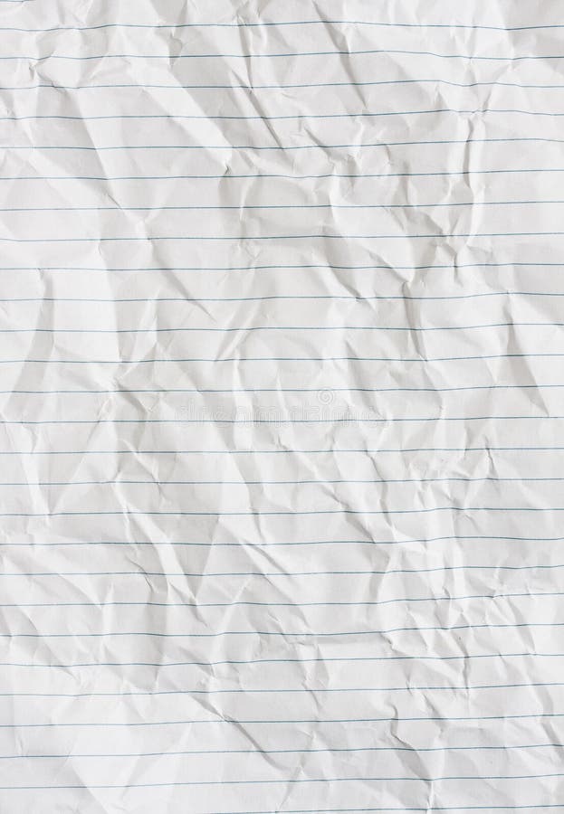 Lined white paper crumpled and wrinkled. Lined white paper crumpled and wrinkled