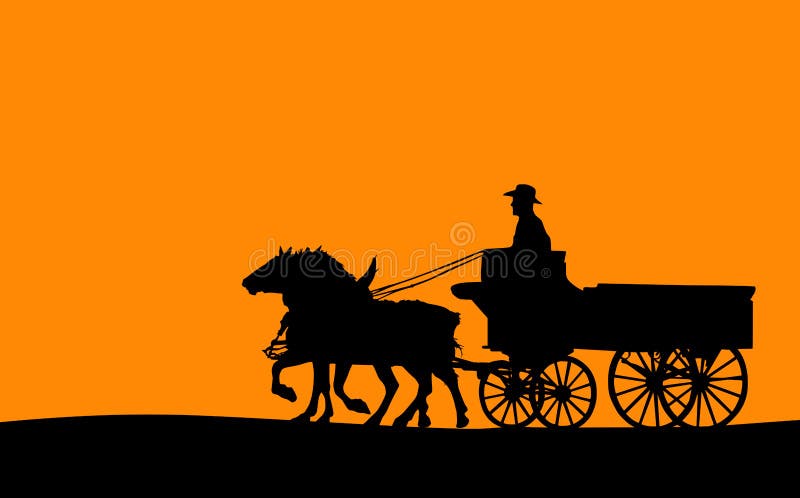 Vector of a person riding in a horse-drawn wagon. Vector of a person riding in a horse-drawn wagon.