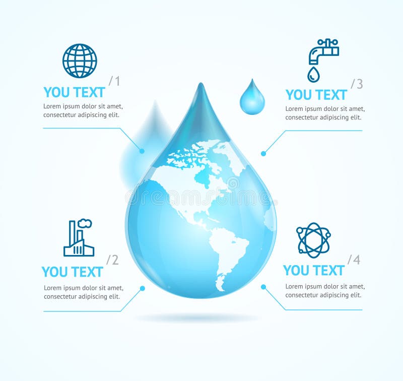 Глобус Infographic Eco воды вектор иллюстрация штока Глобус Infographic Eco воды вектор иллюстрация штока