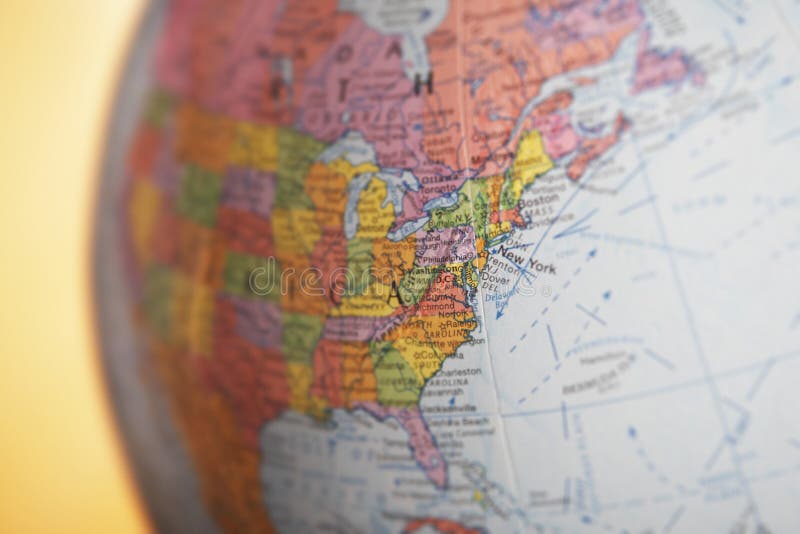 Closeup of political globe showing North America. Closeup of political globe showing North America